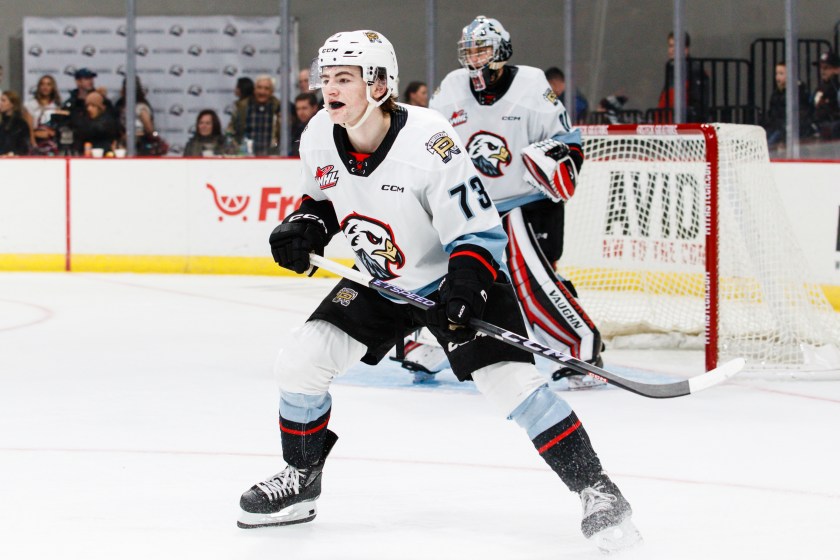 Luca Cagnoni in action for the Winterhawks. Photo credit: Keith Dwiggins